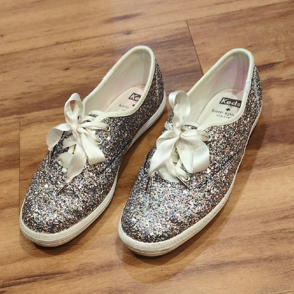 kate spade Keds Glitter Lace-Up Sneakers in Multicolor Sparkle